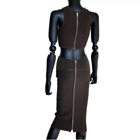 NWT Ronny Kobo Megan Rib Knit Cutout  Midi Bodycon Dress  Stretch  XS Sa… - Picture 7 of 14